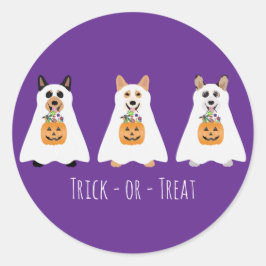 Bus eller godis Corgi Ghost Hundar Halloween Runt Klistermärke