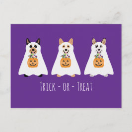 Bus eller godis Corgi Ghost Hundar Halloween Vykort