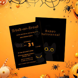 Bus eller godis | Cute Black Cat Halloween Inbjudningar
