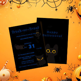 Bus eller godis | Cute Black Cat Halloween Inbjudningar