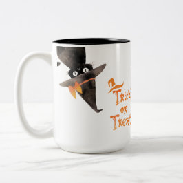 Bus eller godis Cute Black cat Halloween Två-Tonad Mugg