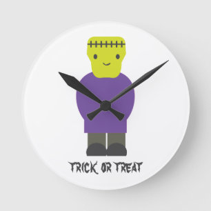 bus eller godis-Cute Frankenstein Rund Klocka