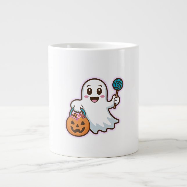 Bus eller godis Cute Ghost Jumbo Mugg (Framsidan)