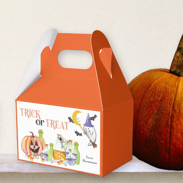 Bus eller godis Cute Ghost Pumpkin och Magic Potio Presentaskar (Trick or Treat halloween favor boxes for baby shower, birthday parties ..)