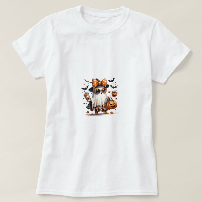 "Bus eller godis Cute Ghost T-Shirt, Kawaii Hallow T Shirt (Design framsida)