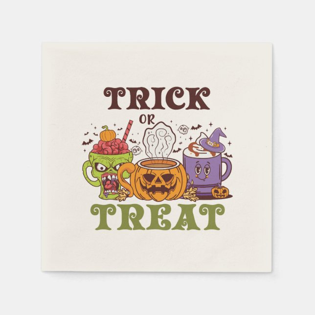 Bus eller godis - Cute Halloween Coffee Brew Pappersservett (Framsidan)