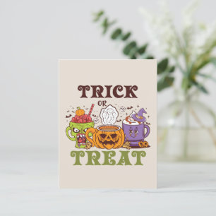 Bus eller godis - Cute Halloween Coffee Brew Vykort