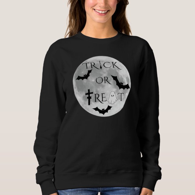 Bus eller godis Cute Halloween-design T Shirt (Framsida)