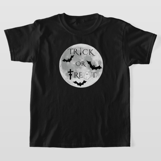 Bus eller godis Cute Halloween-design T Shirt (Laydown)