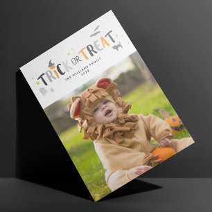 Bus eller godis Cute Halloween-fotokort Kort