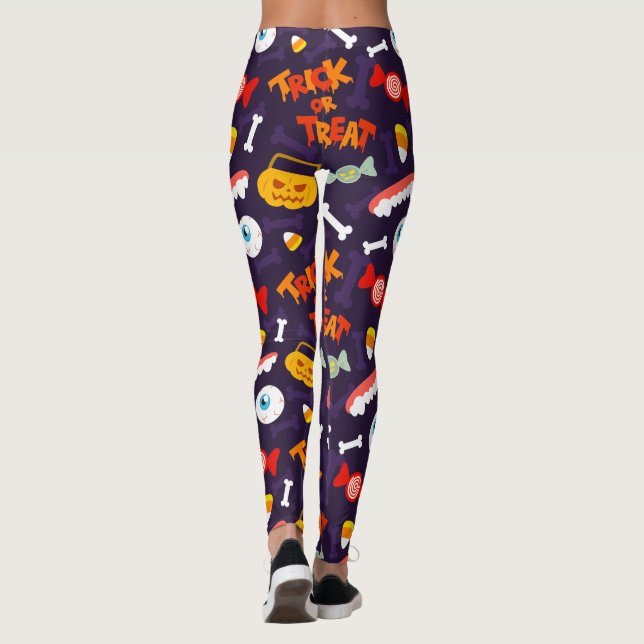 Bus eller godis Cute Halloween Pumpkin Monsters Leggings (Baksida)