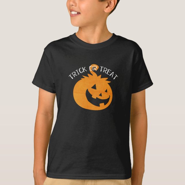 Bus eller godis - Cute Halloween Pumpkin T Shirt (Framsida)