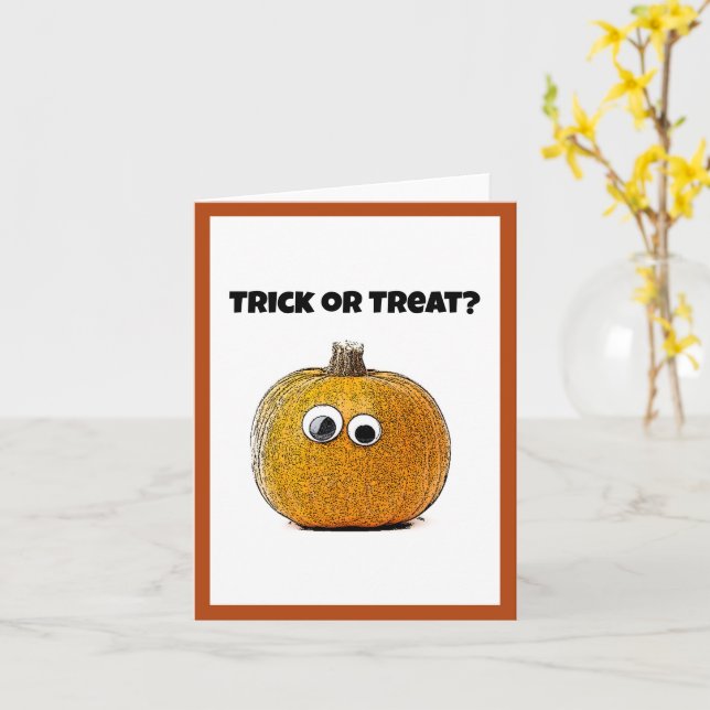 Bus eller godis Cute Halloween Pumpkin Tecknad Kort (Gul blomma)