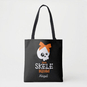 Bus eller godis Cute Orange Skeleton Halloween Nam Tygkasse