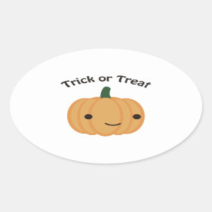 Bus eller godis - Cute Pumpkin Ovalt Klistermärke