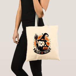 Bus eller godis - Cute Witch Ghost Tote Bag Tygkasse