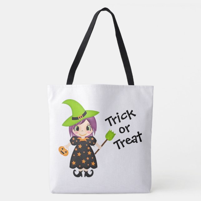 Bus eller godis Cute Witch Tygkasse (Framsida)