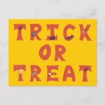 Bus eller godis dekorerade Halloween-vykort