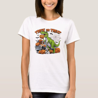 Bus eller godis Dinosaur Halloween T-Shirt