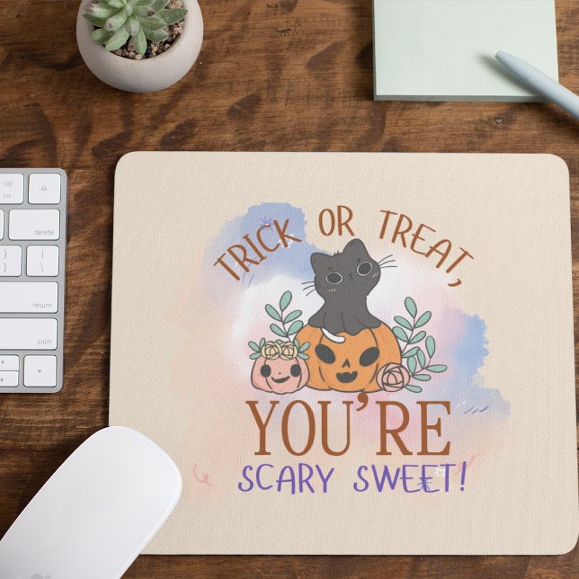 Bus eller godis Du är Scary Sweet Musmatta (Trick or Treat, You're Scary Sweet! Mousepad Cover from The Beekeeper Store)