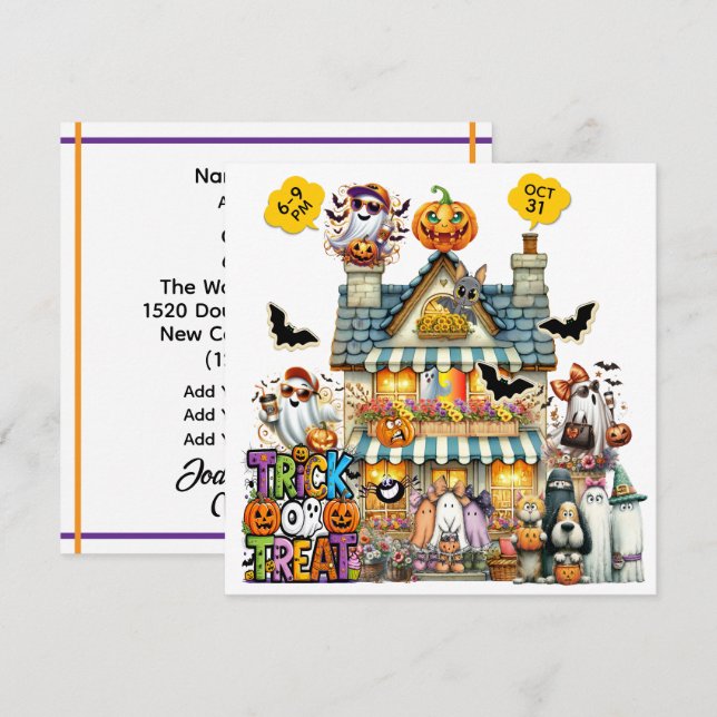 Bus eller godis eller TRUNK eller behandling Inbjudningar (Fram/baksida)