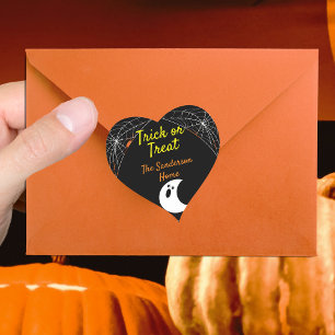 Bus eller godis-familjen Ghost Halloween Hjärtformat Klistermärke