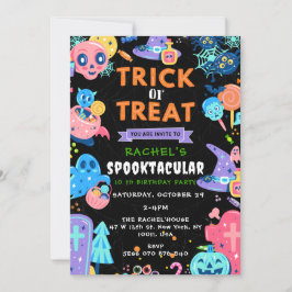 Bus eller godis födelsedag, Halloween Birthday,Spo Inbjudningar