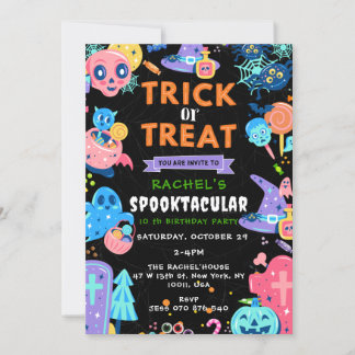 Bus eller godis födelsedag, Halloween Birthday,Spo Inbjudningar