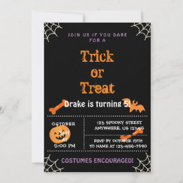 Bus eller godis, födelsedagsinbjudan Halloween Inbjudningar