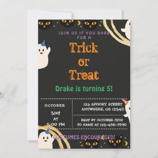 Bus eller godis, födelsedagsinbjudan Halloween Inbjudningar