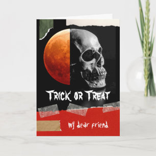 Bus eller godis för Friend Halloween Skull Kort