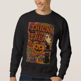 Bus eller godis Fullt Chest Halloween Clothes Unis Lång Ärmad Tröja