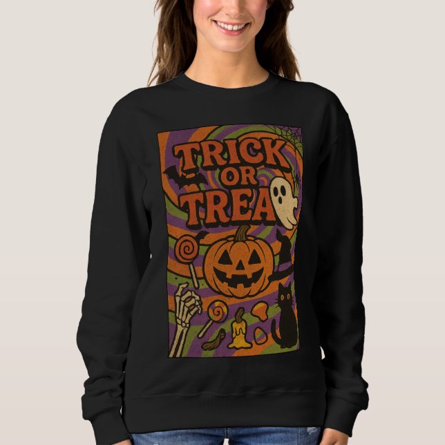 Bus eller godis Fullt Chest Halloween Clothes Unis T Shirt (Framsida)