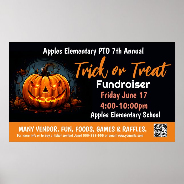 Bus eller godis Fundraiser PTO PTA Church Banner Poster (Framsidan)