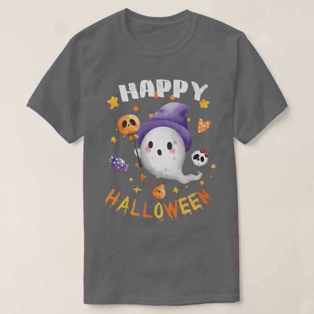 Bus eller godis Funny Halloween Ghost Witch Coola  T Shirt (Design framsida)