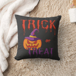Bus eller godis Funny Halloween Pumpkin Kudde