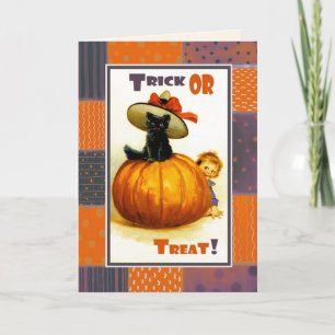 Bus eller godis! Funny Vintage Kid Halloween Kort