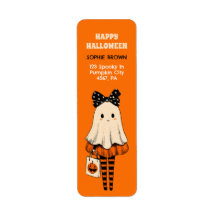 Bus eller godis Ghost Cute Halloween Returadress