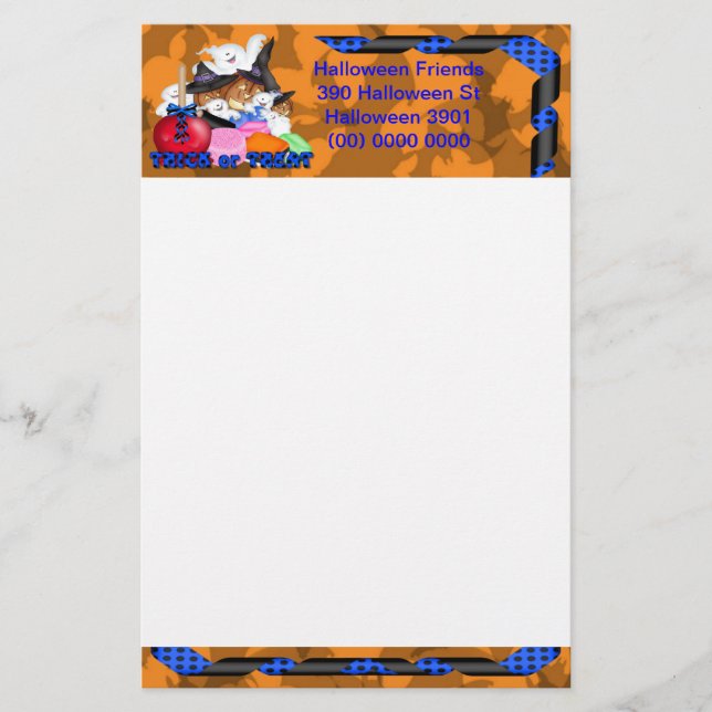 Bus eller godis Ghost & Pumpkins Stationery Brevpapper (Framsida)