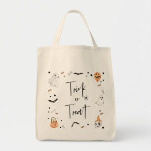 Bus eller godis Ghost Spider Fladdermus Halloween Tygkasse