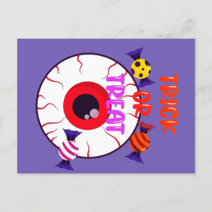 Bus eller godis - Giant Eyeball och Halloween-godi Vykort