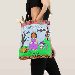 Bus eller godis Girl Princess Halloween Candy Tygkasse