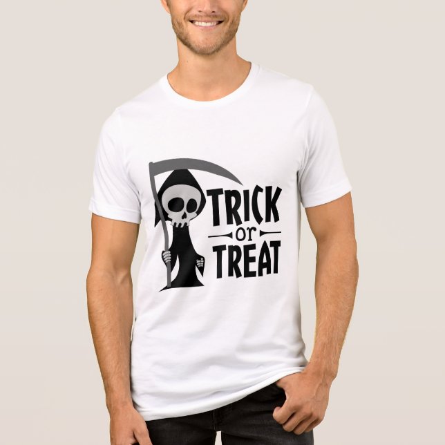 Bus eller godis Grim Reaper | Halloween T Shirt (Framsida)