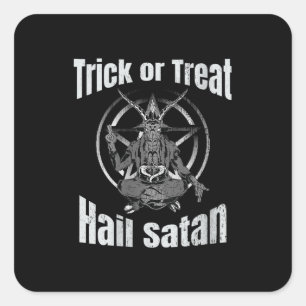 Bus eller godis Hail Satan Pentagram Goat Fyrkantigt Klistermärke