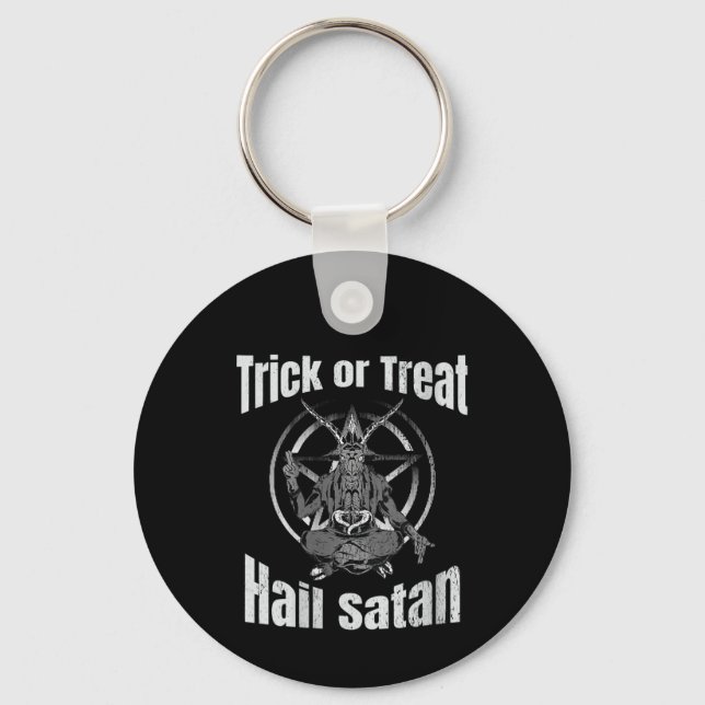 Bus eller godis Hail Satan Pentagram Goat Nyckelring (Framsida)