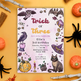 Bus eller godis Halloween 3:e födelsedagsinbjudan Inbjudningar