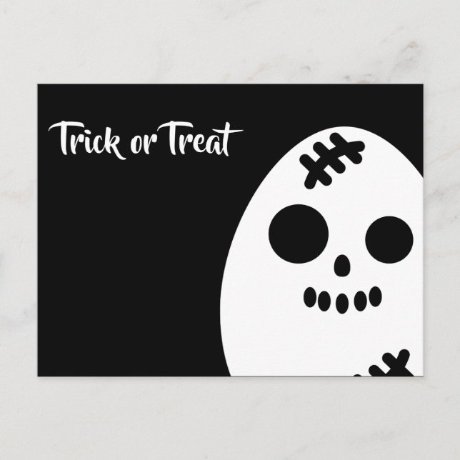 Bus eller godis - Halloween - Äggskull Inbjudan Vykort (Framsida)