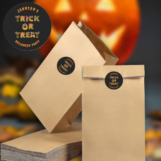 Bus eller godis Halloween Anpassningsbar Runt Klistermärke