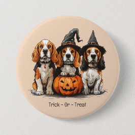 Bus eller godis Halloween Beagle Hundar Knapp