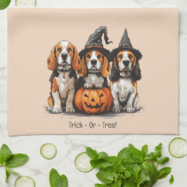 Bus eller godis Halloween Beagle Hundar Kökshandduk